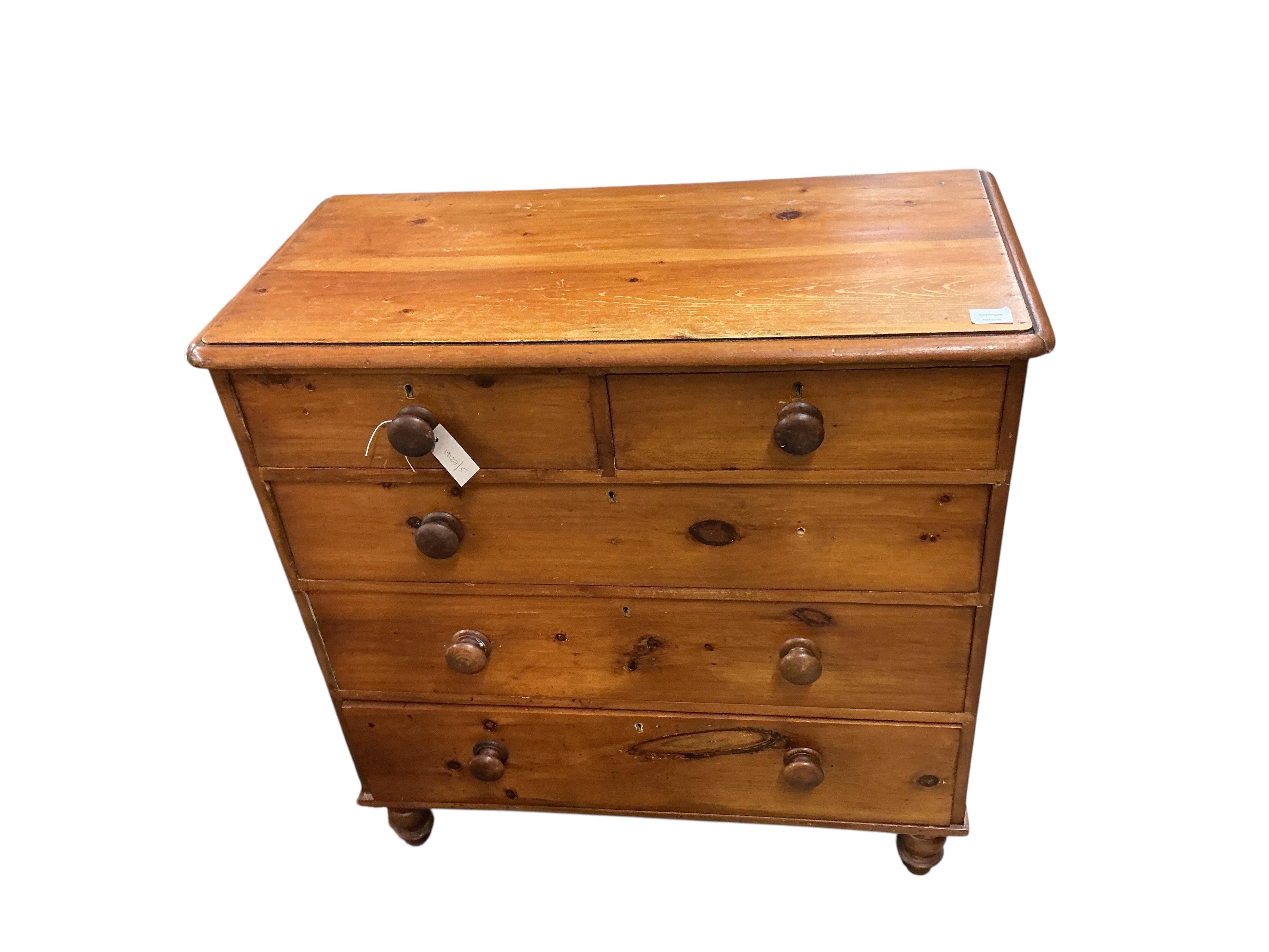 A Victorian stained pine chest, width 96cm, depth 47cm, height 97cm